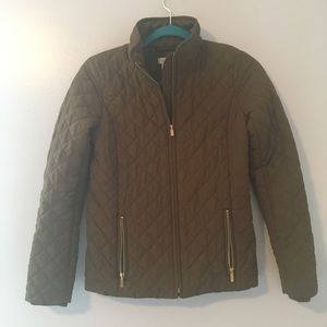 Brown J Crew Quilted Jacket